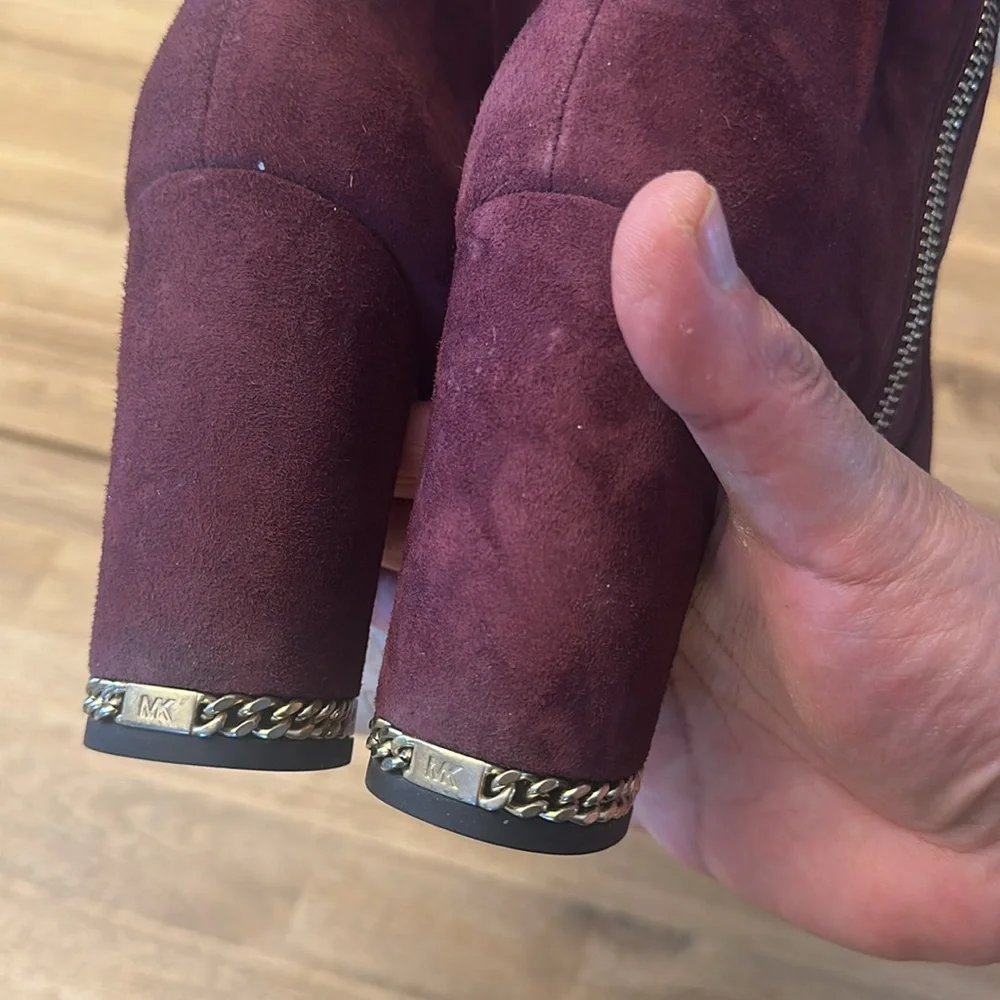 MICHAEL KORS SUEDE burgundy DOLORES BOOTS